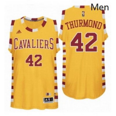 Cleveland Cavaliers 42 Nate Thurmond Hardwood Classic Throwback Gold Swingman Jersey