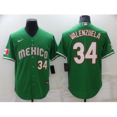 Men's Mexico Baseball #34 Fernando Valenzuela Number 2023 Green World Baseball Classic Stitched Jersey3