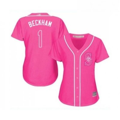 Womens Seattle Mariners 1 Tim Beckham Replica Pink Fashion Cool Base Baseball Jersey