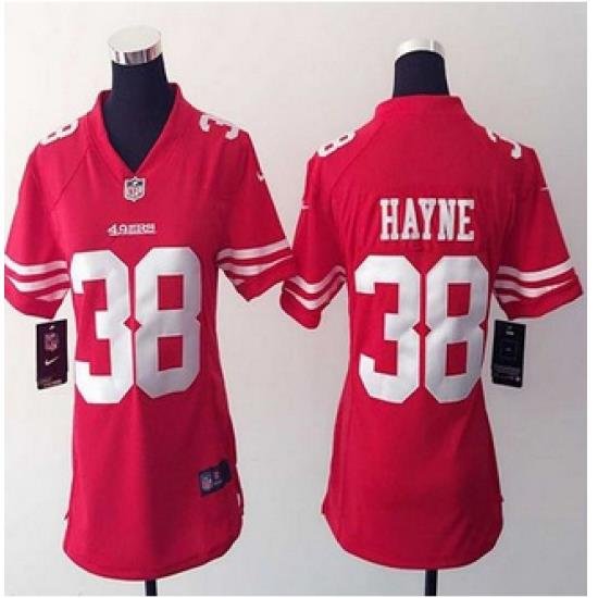 Women New 49ers #38 Jarryd Hayne Red Team Color Stitched NFL Elite Jersey