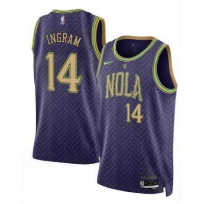 Men New Orleans Pelicans 14 Brandon Ingram Purple 2024 25 City Ediiton Stitched Basketball Jersey