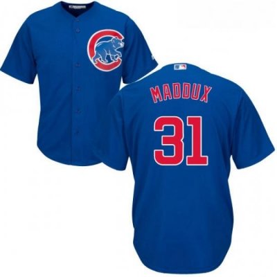 Youth Majestic Chicago Cubs 31 Greg Maddux Authentic Royal Blue Alternate Cool Base MLB Jersey