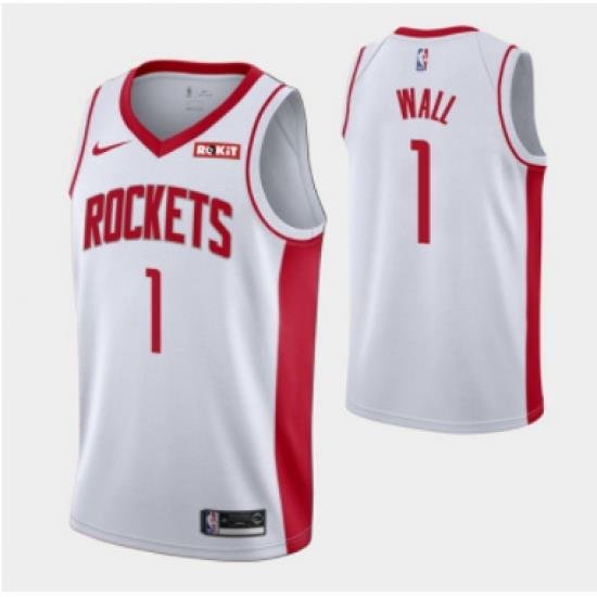 Men Houston Rockets 1 John Wall White Stitched Basketball Jersey