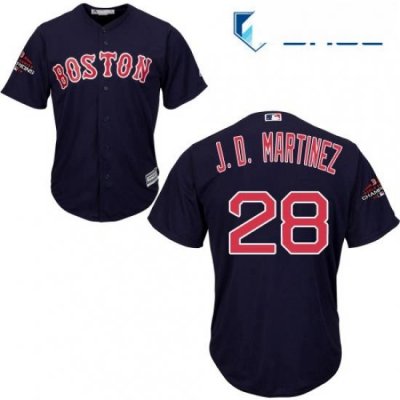 Youth Majestic Boston Red Sox 28 J D Martinez Authentic Navy Blue Alternate Road Cool Base 2018 World Series Champions MLB Jerse