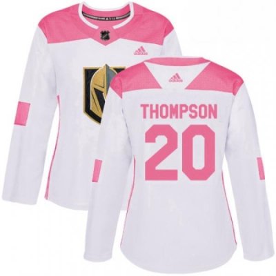 Womens Adidas Vegas Golden Knights 20 Paul Thompson Authentic WhitePink Fashion NHL Jersey