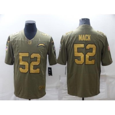 Men's Los Angeles Chargers #52 Khalil Mack Olive Gold Salute To Service Limited Stitched Jersey