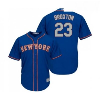 Mens NeW York Mets 23 Keon Broxton Replica Royal Blue Alternate Road Cool Base Baseball Jersey