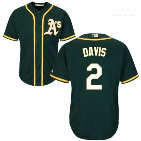 Mens Majestic Oakland Athletics 2 Khris Davis Replica Green Alternate 1 Cool Base MLB Jersey