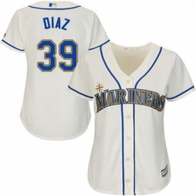 Womens Majestic Seattle Mariners 39 Edwin Diaz Authentic Cream Alternate Cool Base MLB Jersey