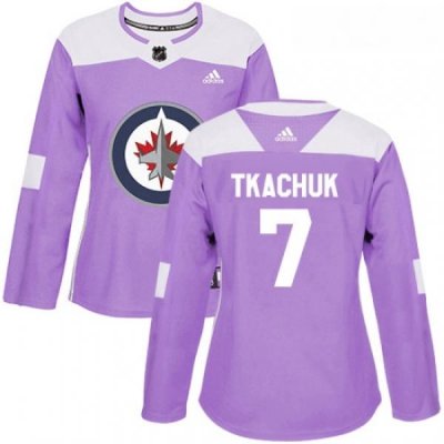 Womens Adidas Winnipeg Jets 7 Keith Tkachuk Authentic Purple Fights Cancer Practice NHL Jersey