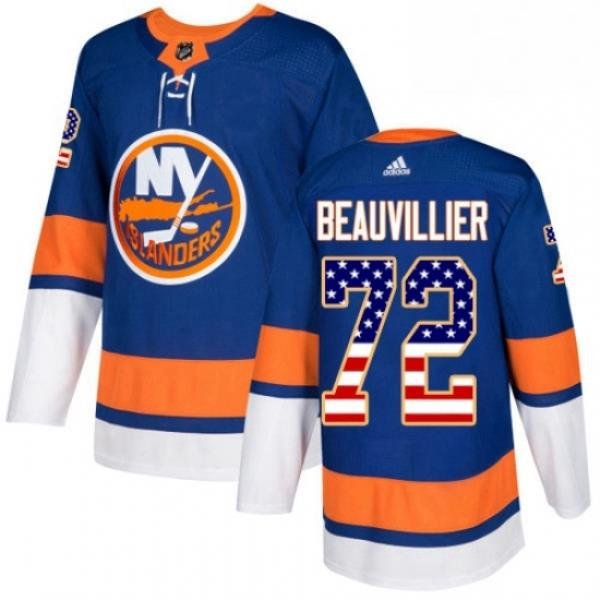 Youth Adidas New York Islanders 72 Anthony Beauvillier Authentic Royal Blue USA Flag Fashion NHL Jersey