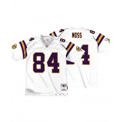 Men Minnesota Vikings 84 Randy Moss Throwback Stitched White NFL Jersey