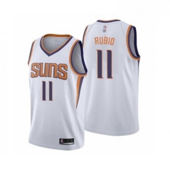 Mens Phoenix Suns 11 Ricky Rubio Authentic White Basketball Jersey Association Edition