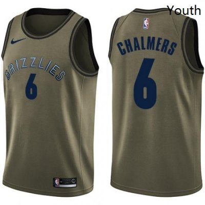 Youth Nike Memphis Grizzlies 6 Mario Chalmers Swingman Green Salute to Service NBA Jersey