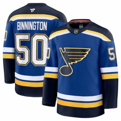 Men St  Louis Blues 50 Jordan Binnington Blue 2024 25 Home Stitched Hockey Jersey