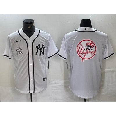 Men NeW York Yankees White Team Big Logo Cool Base Stitched Baseball Jersey 31