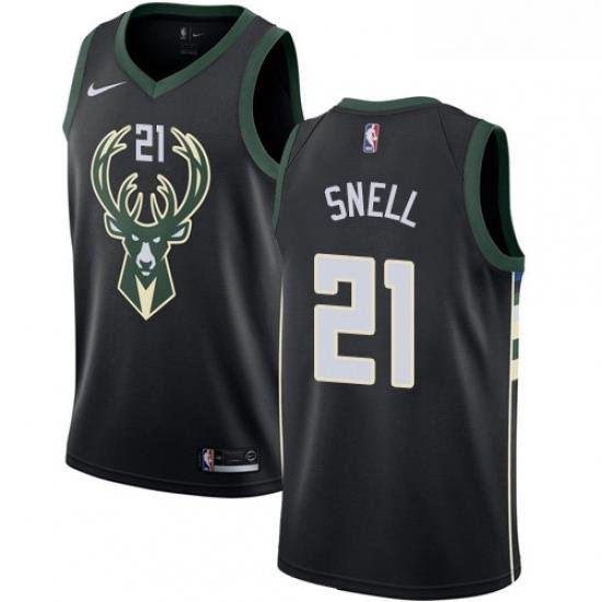 Womens Adidas Milwaukee Bucks 21 Tony Snell Authentic Black Alternate NBA Jersey Statement Edition