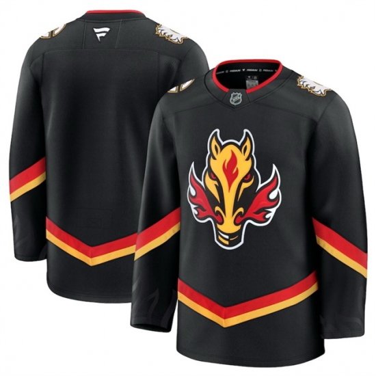 Men Calgary Flames Blank Black 2024 25 Alternate Stitched Hockey Jersey