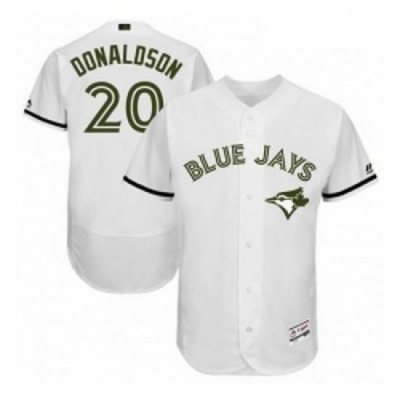 Mens Majestic Toronto Blue Jays 20 Josh Donaldson White Memorial Day Authentic Collection MLB Jersey Flex Base