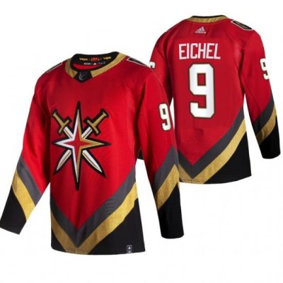 Men Vegas Golden Knights 9 Jack Eichel Red 2021 Reverse Retro Jersey