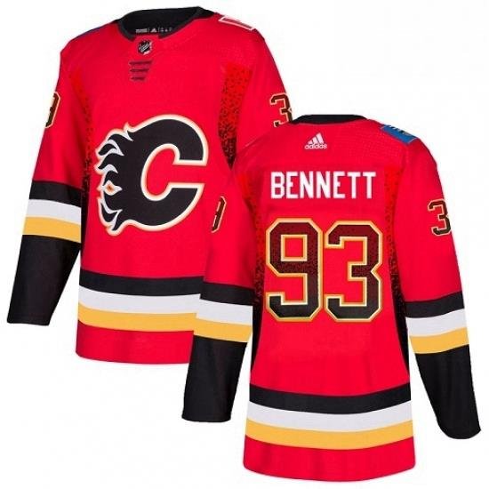 Mens Adidas Calgary Flames 93 Sam Bennett Authentic Red Drift Fashion NHL Jersey