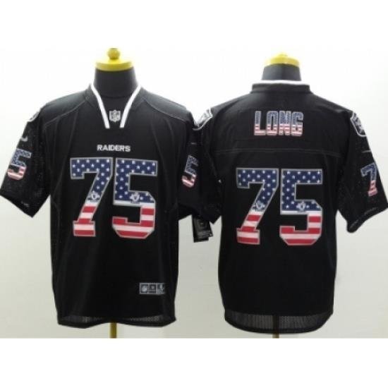 Nike Oakland Raiders 75 HoWie Long Black Elite USA Flag Fashion NFL Jersey