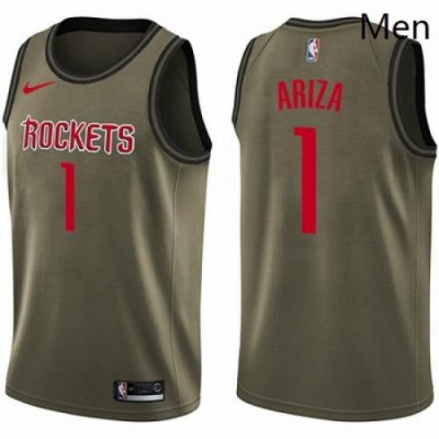 Mens Nike Houston Rockets 1 Trevor Ariza Swingman Green Salute to Service NBA Jersey