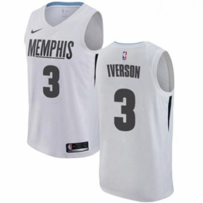 Womens Nike Memphis Grizzlies 3 Allen Iverson Swingman White NBA Jersey City Edition