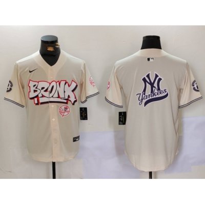 Men New York Yankees Blank Cream The Bronx Graffiti V2 Vapor Limited Stitched Baseball Jersey 12