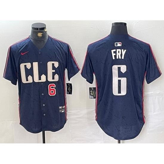 Men Cleveland Guardians 6 David Fry Navy 2024 City Connect Limited Stitched Baseball Jersey 3