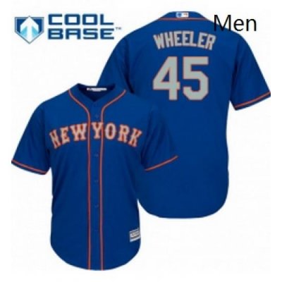 Mens Majestic NeW York Mets 45 Zack Wheeler Replica Royal Blue Alternate Road Cool Base MLB Jersey