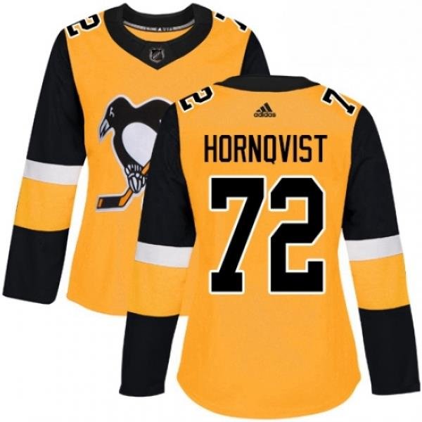 Womens Adidas Pittsburgh Penguins 72 Patric Hornqvist Authentic Gold Alternate NHL Jersey