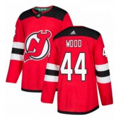 Youth Adidas New Jersey Devils 44 Miles Wood Authentic Red Home NHL Jersey