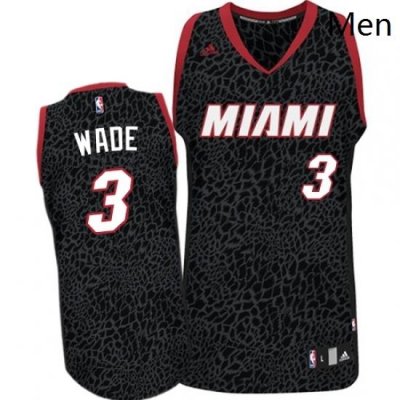 Mens Adidas Miami Heat 3 Dwyane Wade Swingman Black Crazy Light NBA Jersey