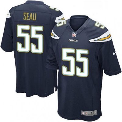 Men Nike Los Angeles Chargers 55 Junior Seau Game Navy Blue Team Color NFL Jersey