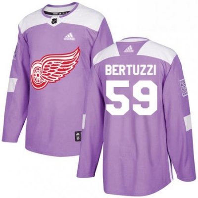 Mens Adidas Detroit Red Wings 59 Tyler Bertuzzi Authentic Purple Fights Cancer Practice NHL Jersey