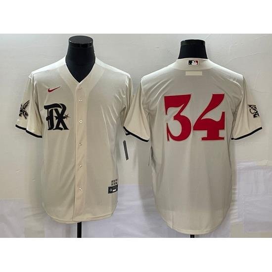 Men's Texas Rangers #34 Nolan Ryan Cream 2023 City Connect Cool Base Stitched Baseball Jersey