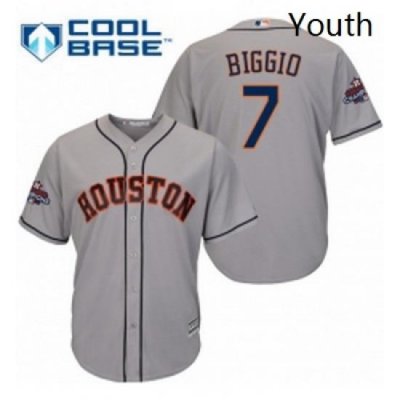 Youth Majestic Houston Astros 7 Craig Biggio Replica Grey Road 2017 World Series Champions Cool Base MLB Jersey