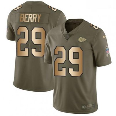 Men Nike Kansas City Chiefs 29 Eric Berry Limited OliveGold 2017 Salute to Service NFL Jersey