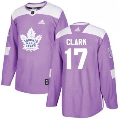 Mens Adidas Toronto Maple Leafs 17 Wendel Clark Authentic Purple Fights Cancer Practice NHL Jersey