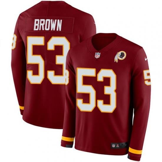 Nike Redskins #53 Zach Brown Burgundy Red Team Color Men Stitched NFL Limited Therma Long Sleeve Jersey