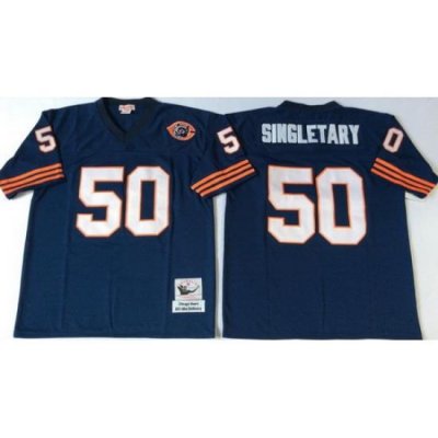 Mitchell Ness Bears #50 Mike Singletary blue Throwback Stitched NFL Jerseys