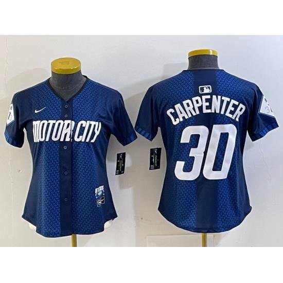 Women Detroit Tigers 30 Kerry Carpenter 2024 Navy City Connect Cool Base Limited jerseys