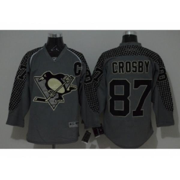 NHL Pittsburgh Penguins #87 Sidney Crosby Charcoal Cross Check Fashion jerseys