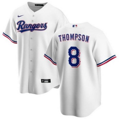 Men Texas Rangers 8 Bubba Thompson White Cool Base Stitched Baseball Jersey