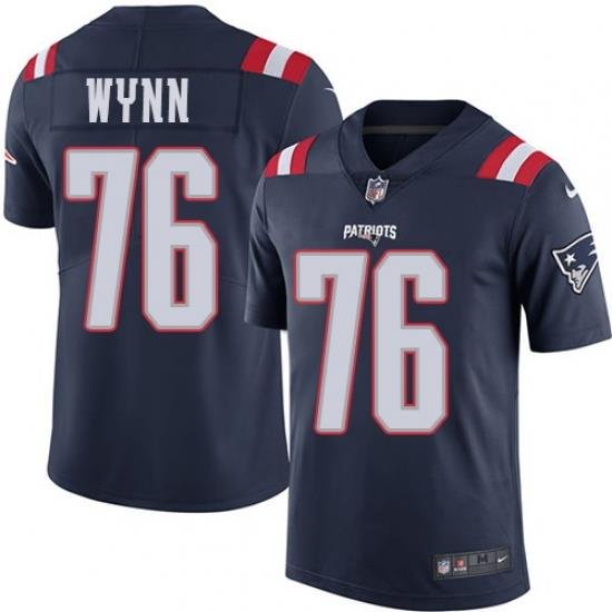 Nike Patriots #76 Isaiah Wynn Navy Blue Mens Stitched NFL Limited Rush Jersey