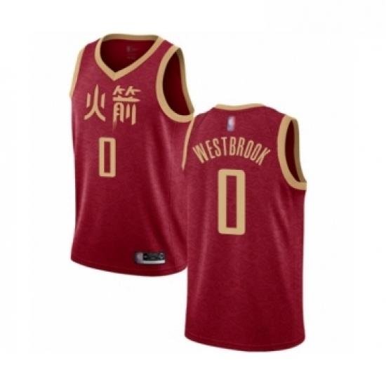 Youth Houston Rockets 0 Russell Westbrook Swingman Red Basketball Jersey 2018 19 City Edition