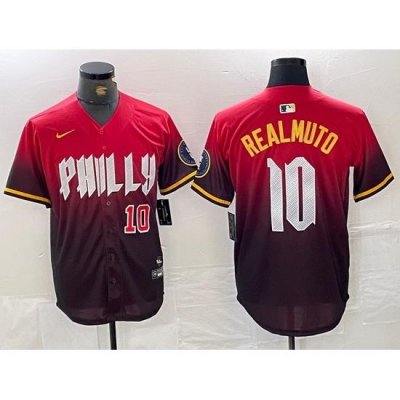 Men Philadelphia Phillies 10 J T  Realmuto Red 2024 City Connect Limited Stitched Jersey