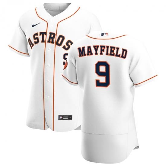 Men Houston Astros 9 Jack Mayfield Men Nike White Home 2020 Flex Base Player MLB Jersey