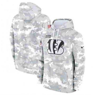 Youth Cincinnati Bengals 2024 White Gray Salute To Service Pullover Hoodie